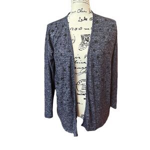 Bobeau blue star print open cardigan knit top
